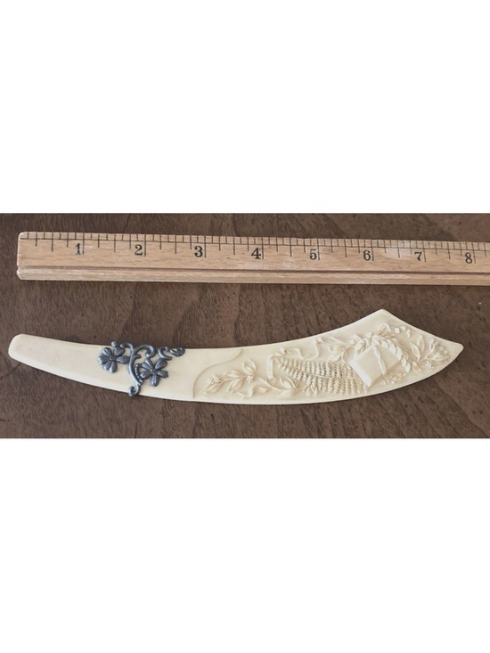 Other - Carved Ivory-Colored Decorative Bone Letter Opener with Floral Detail